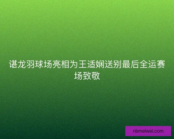 谌龙羽球场亮相为王适娴送别最后全运赛场致敬
